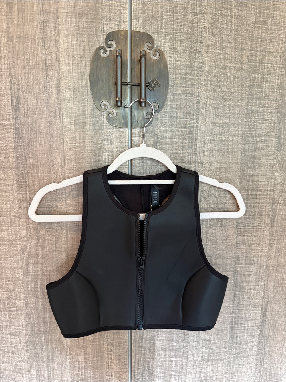 Skims Rubberized Scuba Swim Front-Zip High Neck Crop Bikini Top